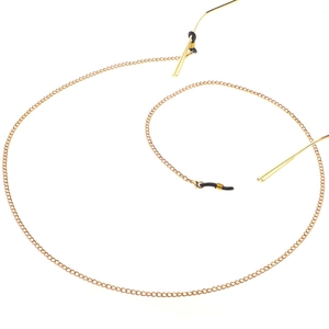 Chaîne de lunettes chic en métal doré avec boucles en caoutchouc antidérapantes