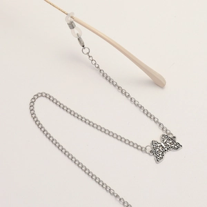 Punk silver glasses chain with butterfly pendant and non-slip silicone loops