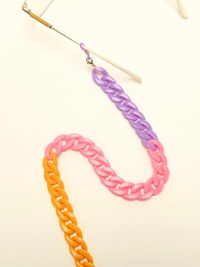 Chaîne de lunettes colorée en acrylique mauve rose et orange avec fermoirs métalliques