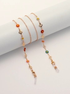 Gänseblümchen Brillenkette Legierung Herz Anti Rutsch Brillenhalter Halsband Multifunktional Für Damen Gold