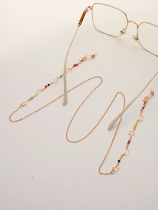 Eyeglass Chain Gold Metal Colorful Beads Hollow Star Moon Anti-Slip Strap Sunglasses Holder Decorative Fashion