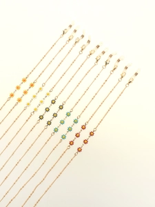 Daisy Enamel Flower Glasses Chain Copper Metal Anti-slip Eyewear Lanyard For Women Decorative Mask Strap Floral Style