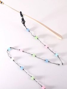 Golden chain eyewear strap with colorful round opal beads for glasses or masks