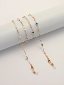 Glasses Chain Colorful Flower Crystal Gold Copper Anti-lost Sunglasses Lanyard For Women Mask Strap Holder
