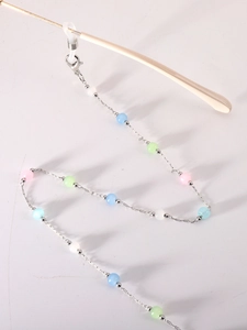 Silver eyewear chain with colorful opal beads and anti-slip silicone loops
