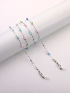 Fashionable Glasses Chain With Colorful Beads Metal Anti-Slip Eyewear Lanyard For Mask And Sunglasses Retro Style