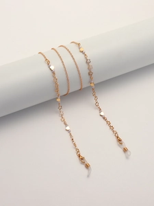 Glasses Chain With Stars Hearts And Faux Artificial Pearls Copper Anti-Lost Sunglasses Holder Face Mask Lanyard For Women Gold