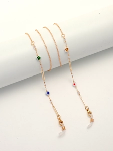 Floral Millefiori Crystal Copper Glasses Chain Anti-lost Eyewear Strap Golden Neck Cord For Women Sunglasses Mask