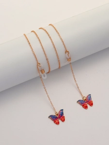 Butterfly Pendant Glasses Chain Gold Metal Anti-Lost Eyewear Strap Colorful Enamel Mask Lanyard Holder Fashion