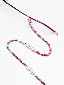 Chaîne De Lunettes Faite À La Main Cordon Perlé Coloré Avec Perles Alphabet Acrylique Fermoirs Métalliques Antidérapants