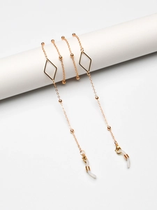 Eyeglasses Chain Metal Gold With Rhombus Pendant Beads Anti-Slip Sunglasses Holder Geometric Fashion Accessory Women