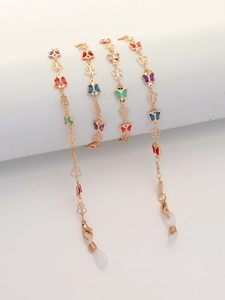 Colorful Butterfly Eyeglass Chain Anti-Slip Mask Lanyard Hollow Alloy Metal Necklace For Women Fashion Accessory