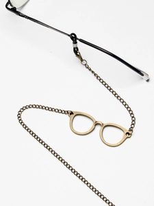 Antique bronze anti-slip eyewear chain with metal glasses pendant on white background