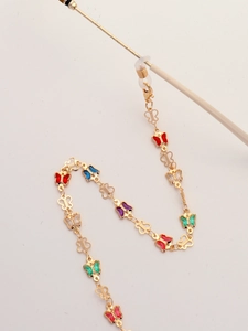 Golden chain for glasses with colorful enamel and hollow butterflies accessories