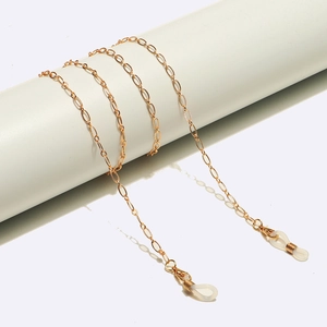Gold Alloy Glasses Chain Non-Slip Silicone Loops Eyewear Retainer Strap Fashion Neck Cord For Women
