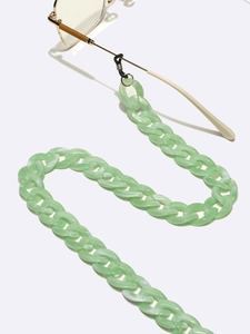 Mint green resin acrylic glasses chain with marble texture and non-slip loops