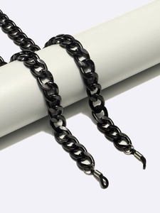 Trendy Chunky Aluminum Metal Glasses Chain Fashion Anti-Slip Eyewear Strap With Silicone Loops Minimalist Black Neck Cord