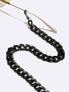 Fashionable gun black thick aluminum glasses chain with non-slip silicone loops