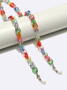 Chaîne De Lunettes En Acrylique Cordon Pour Lunettes De Soleil Transparent Coloré Antidérapant Avec Fermoir En Métal