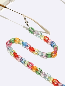 Chaîne de lunettes en acrylique translucide coloré avec maillons ovales en résine