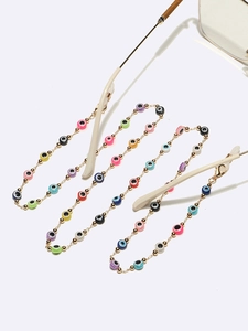 Evil Eye Glasses Chain Colorful Beaded Eyewear Strap Gold Metal Anti-Slip Glasses Holder For Women Men Sunglasses