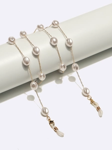 Chaîne à lunettes élégante avec perles 8mm et maillons dorés pour lunettes de soleil
