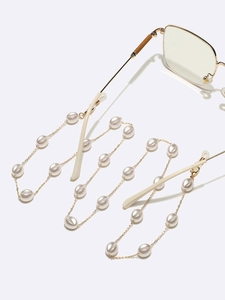 Chaîne De Lunettes Élégante Künstliche Perle Blanche Métal Or Cordon De Lunettes Antidérapant Pour Femmes Mode