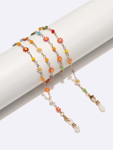 Chaîne De Lunettes Marguerite Émail Colorée Cordon En Cuivre Métallique Anti-Dérapant Pour Lunettes De Soleil Masque Femmes