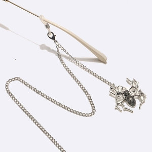 Punk silver spider eyewear chain with detailed metal pendant and anti-slip rubber loops