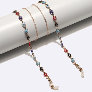 Evil Eye Glasses Chain Alloy Metal Colorful Enamel Beads Anti-Lost Eyewear Lanyard For Women Fashion Boho Style