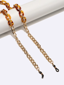 Fashion Acrylic Leopard Print Glasses Chain For Women Gold Metal Link Anti-Slip Eyewear Strap Decorative Face Mask Holder Necklace