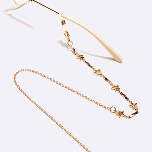Gold star and moon eyewear chain with metal link design for glasses and face masks