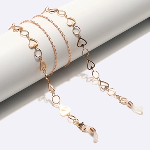 Fashion Gold Metal Heart Shaped Glasses Chain Anti-Slip Eyewear Lanyard Strap For Sunglasses Reading Glasses Decorative Holder