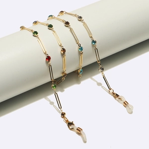 Brillenkette Metalllegierung Mit Bunten Synthetischen Edelsteinen Strass Rutschfeste Silikonenden Halter Für Damen