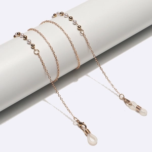 Gold Metal Glasses Chain With Faux Artificial Pearls And Beads Non-Slip Eyewear Strap Multi Use Mask Holder Cord For Women