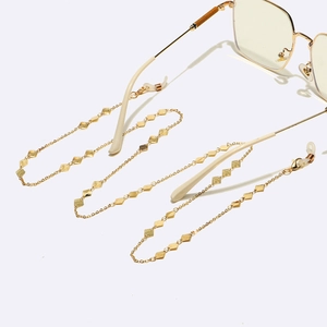 Glasses Chain Gold Metal Non-slip Eyewear Lanyard Rhombus Diamond Sequin Pendant Handmade Strap Holder For Women Men
