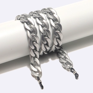 Retro Matte Silver Acrylic Chunky Chain Glasses Holder Strap Anti Slip Eyewear Lanyard For Women Men