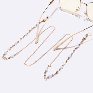 Gold handmade glasses chain with crystal beads and copper ball links for sunglasses