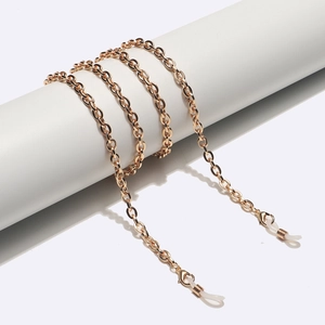 70cm golden metal glasses chain with lobster clasps and white silicone non-slip loops
