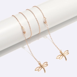 Gold Metal Glasses Chain Hollow Dragonfly Pendant Eyewear Strap Anti Slip Decorative Neck Cord For Women