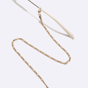 Chaîne de lunettes Figaro dorée avec boucles en silicone réglables antidérapantes
