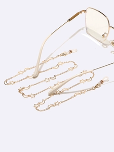 Chaîne de lunettes dorée faite main avec breloques lune et étoile et boucles silicone
