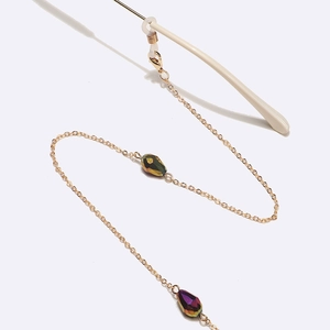 Chaîne de lunettes tendance avec cristaux en goutte d'eau et fermoir mousqueton doré