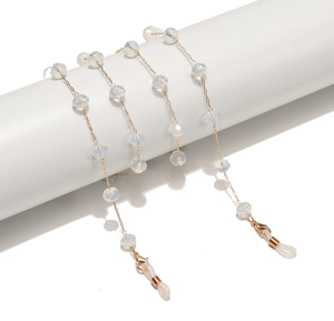 Fashion Eyeglasses Chain With Opal Style Beads Metal Anti Slip Mask Lanyard Decorative Neck Strap For Women