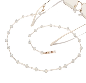 Handmade gold chain glasses strap with natural opal stones and non-slip silicone loops