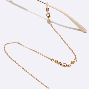 Chaîne de lunettes dorée avec cristaux et perles pour masques et accessoires de vue