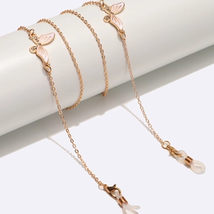 Chaîne De Lunettes Papillon Élégante Alliage Émail Strass Cordon Lunettes Anti Glisse Support Lunettes De Soleil Pour Femmes