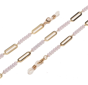Fashion Glasses Chain Anti-Slip Metal Eyewear Strap Pink Faux Artificial Pearl Decorative Sunglasses Lanyard Holder For Women