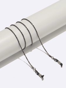 Chaîne De Lunettes Antidérapante En Métal Noir Fusil Tressé Lien Creux Cordon Pour Lunettes De Soleil Et Masques Faciaux