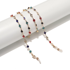 Chaîne De Lunettes En Strass Colorés Alliage Métal Antidérapant Cordon De Lunettes Support Pour Femmes Fait Main